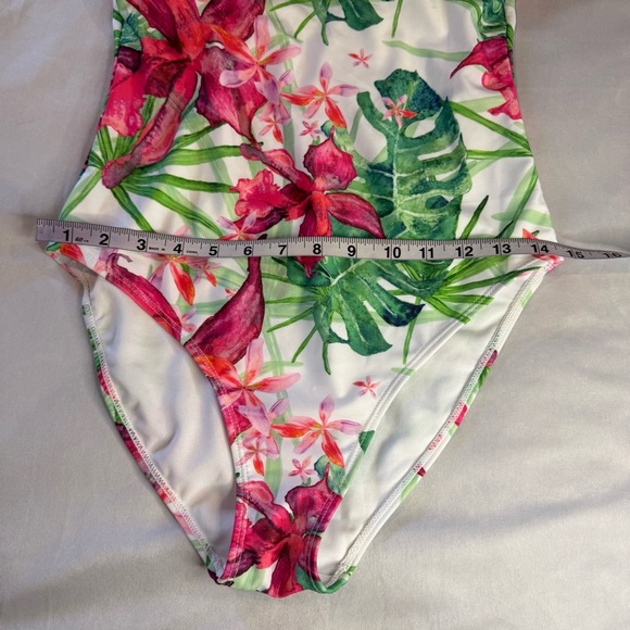 Nicole Miller Bathing Suit, Lagoon Floral Scoop Back, One Piece Women's Sz M - Picture 5 of 9